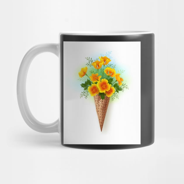 Waffle Cone with California Poppy by Blackmoon9